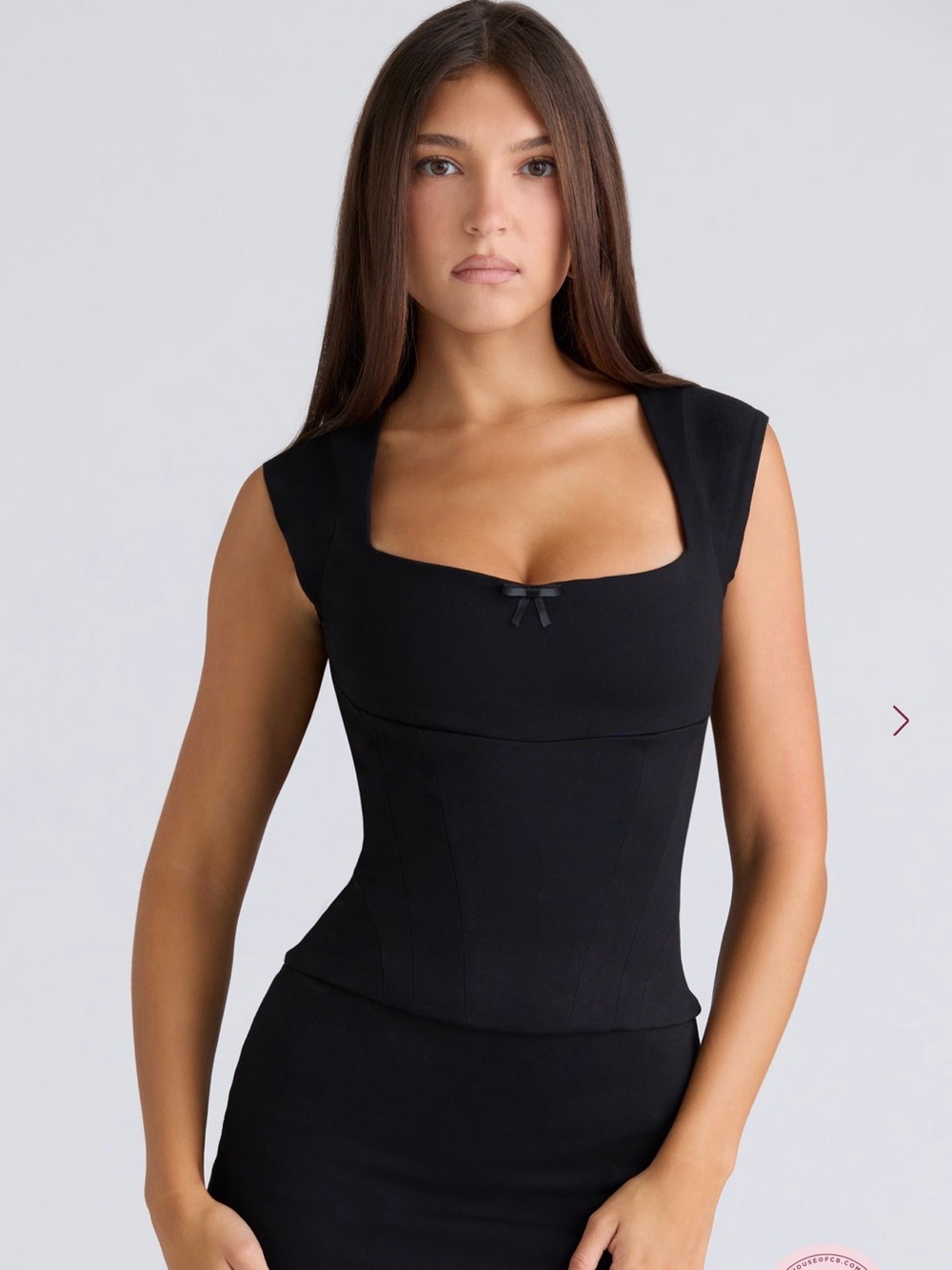 HOUSE OF CB square neck Black Bustier Top